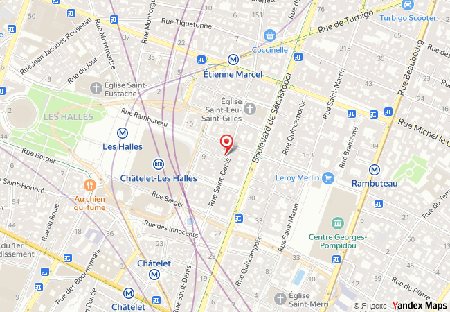 Plan de localisation du Relais du Vin, 85 rue Saint-Denis, Paris